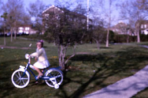 Catherine on bike.