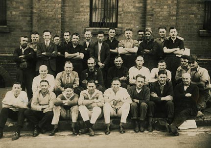 Ted and workmates at William Haughton and Co